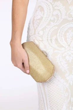 Esther Diamante Box Clutch Bag - Gold