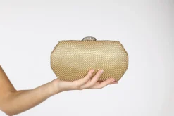 Esther Diamante Box Clutch Bag - Gold