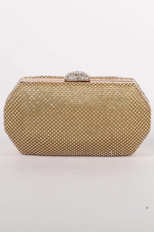 Esther Diamante Box Clutch Bag - Gold