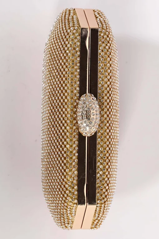 Esther Diamante Box Clutch Bag - Gold