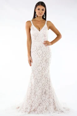 Fiona Lace Gown - Ivory/Champagne