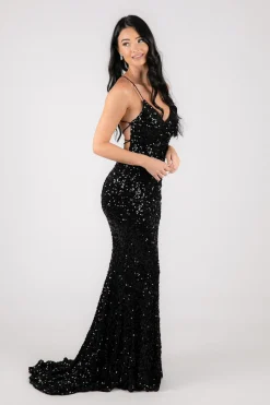 Fresiana Sequin Gown - Black