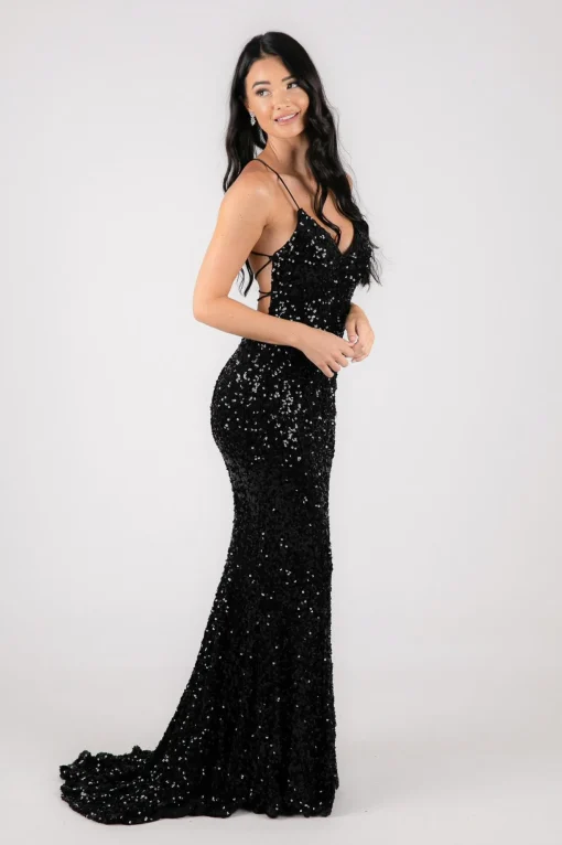 Fresiana Sequin Gown - Black