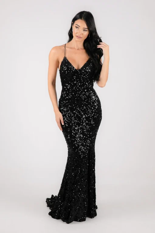 Fresiana Sequin Gown - Black
