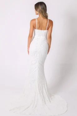Gianna Gown with Shoulder Straps - White/White
