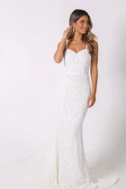 Gianna Gown with Shoulder Straps - White/White