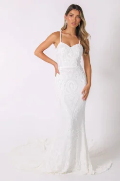 Gianna Gown with Shoulder Straps - White/White