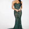Gianna Gown Without Boned Bodice - Emerald/Nude