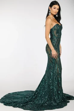 Gianna Gown Without Boned Bodice - Emerald/Nude