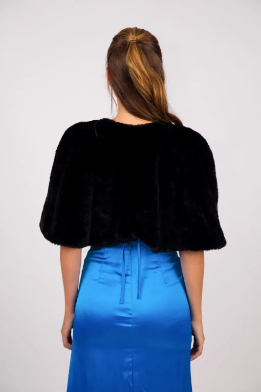 Giovanna Faux Fur Shrug - Black