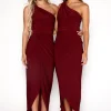 Hayden One Shoulder Midi Dress - Wine