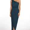 Hayden One Shoulder Midi Dress - Deep Teal