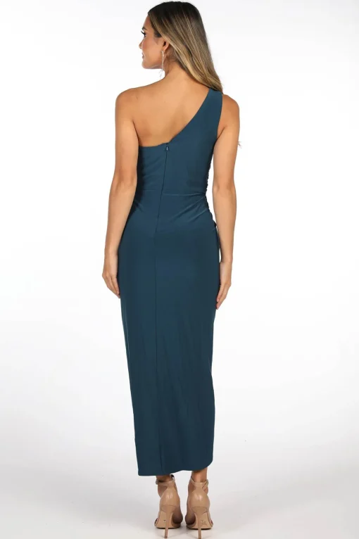 Hayden One Shoulder Midi Dress - Deep Teal