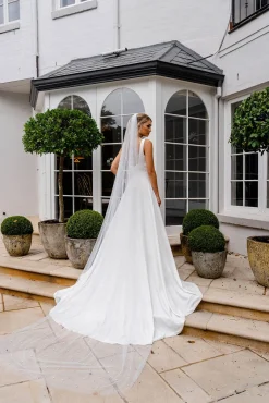 INES Pearl Embellished Long Wedding Veil