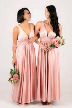 ISABEL A-Line Satin Maxi Dress - Pink