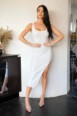 Jasmine Knit Midi Dress - White