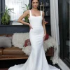JORDYN Square Neck Crepe Gown - Ivory