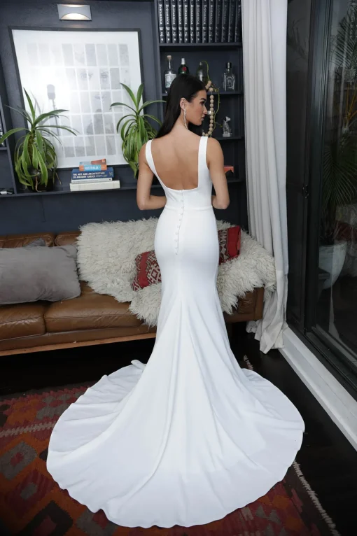 JORDYN Square Neck Crepe Gown - Ivory