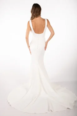 JORDYN Square Neck Crepe Gown - Ivory