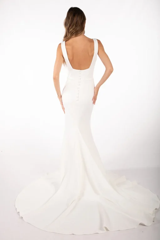 JORDYN Square Neck Crepe Gown - Ivory