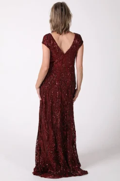 Joselyn Sequin Maxi Dress - Wine (S & 3XL - Clearance Sale)