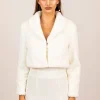 Julieta Faux Fur Collar Jacket - White