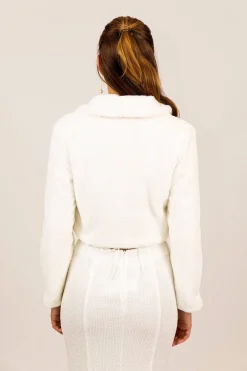 Julieta Faux Fur Collar Jacket - White