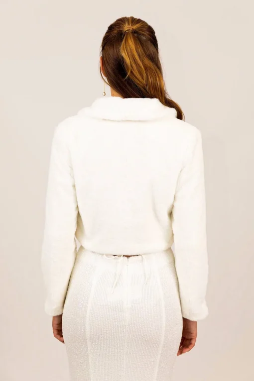 Julieta Faux Fur Collar Jacket - White