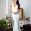 Kalani Pattern Sequin Gown - White/White