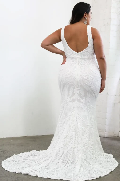 Kalani Pattern Sequin Gown - White/White