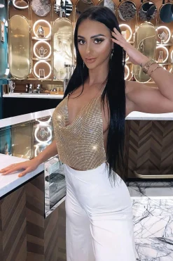 Kendall Diamante Crystal Top - Gold