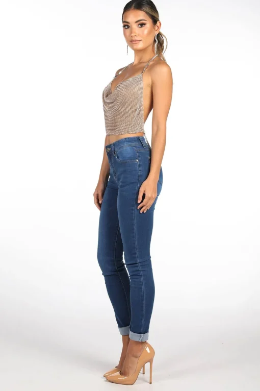 Kendall Diamante Crystal Top - Gold