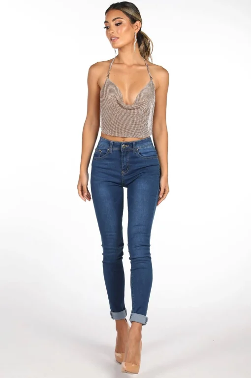 Kendall Diamante Crystal Top - Gold