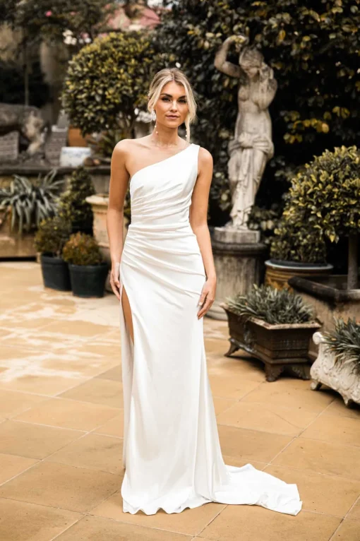 Kendra Luxe Stretch Satin Gown - Ivory
