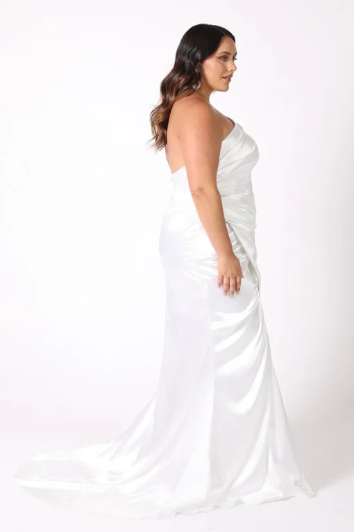 Kendra One Shoulder Satin Gown - Ivory