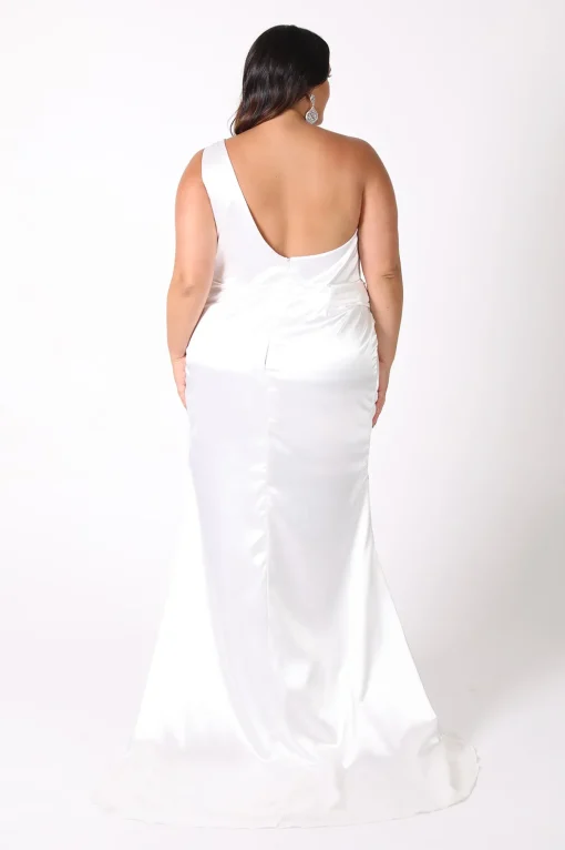Kendra One Shoulder Satin Gown - Ivory