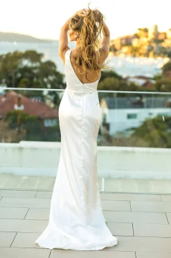 Kendra One Shoulder Satin Gown - Ivory