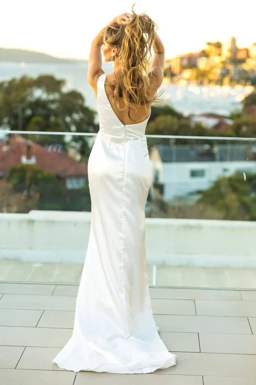 Kendra One Shoulder Satin Gown - Ivory