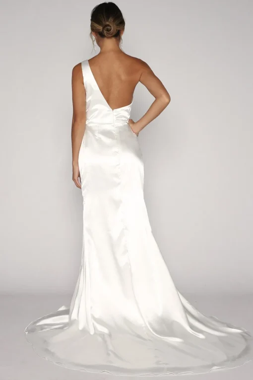 Kendra One Shoulder Satin Gown - Ivory