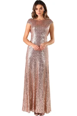 Kira Cowl Back Sequin Maxi Dress - Rose Gold