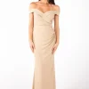 Lawrence Off Shoulder Maxi Dress - Shimmer Gold