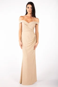 Lawrence Off Shoulder Maxi Dress - Shimmer Gold