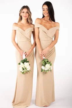 Lawrence Off Shoulder Maxi Dress - Shimmer Gold