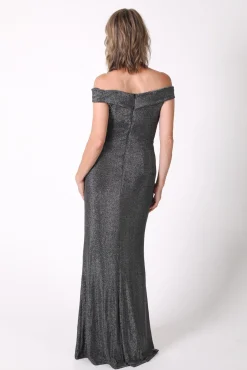 Lawrence Off Shoulder Maxi Dress - Shimmer Grey