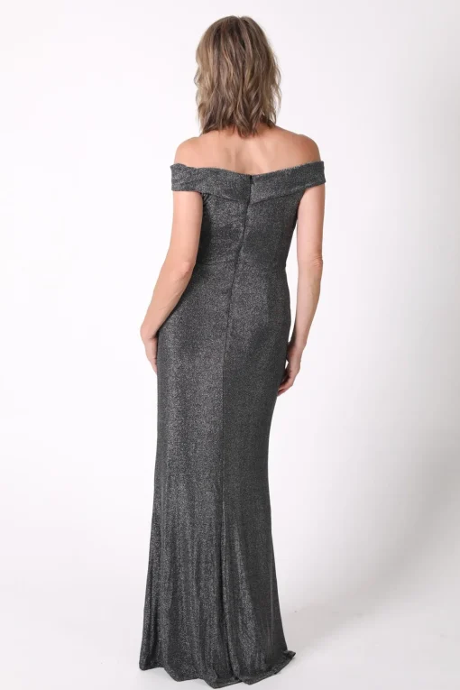 Lawrence Off Shoulder Maxi Dress - Shimmer Grey