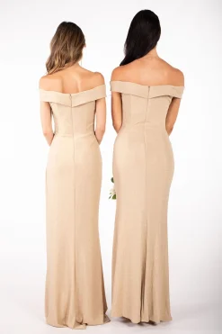 Lawrence Off Shoulder Maxi Dress - Shimmer Gold