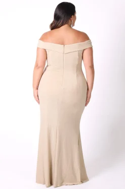 Lawrence Off Shoulder Maxi Dress - Shimmer Gold