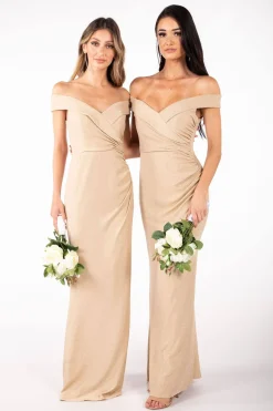 Lawrence Off Shoulder Maxi Dress - Shimmer Gold