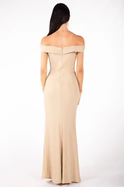 Lawrence Off Shoulder Maxi Dress - Shimmer Gold