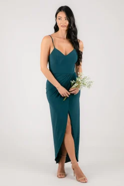 Leah Faux Wrap Dress - Deep Teal